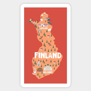 Finland illustraated map Magnet